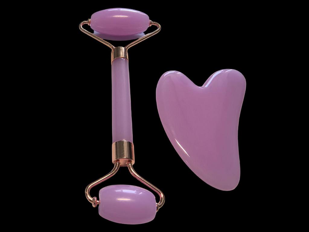 Natural Resin Gua Sha and Double-Headed Face Roller Massage Set for Skin Care