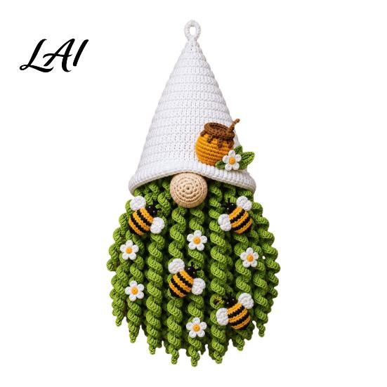 Holiday Theme Crochet Project DIY Gnome Door Hanger Kit 3D Faceless Wall Handmade Dwarf Hanging Decor Craft Set Complete Yarn Starter Kit