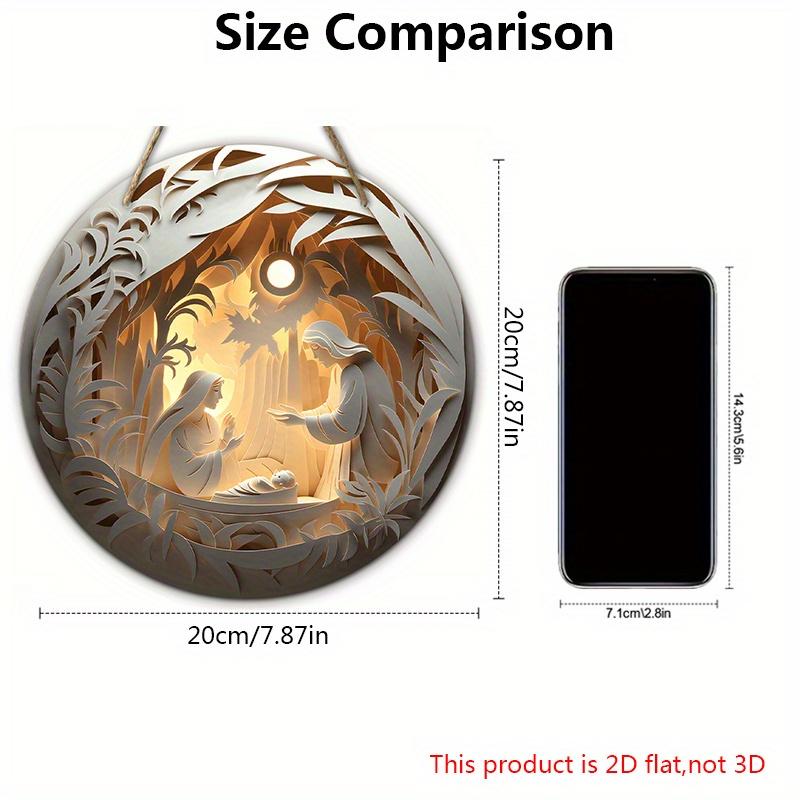 5 шт. Деревянный рождественский вертеп - 2D рельефный рождественский Иисус, семья, круглый настенный декор, не требует питания, подарок на христианский праздник
