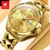 OLEVS 2906 Dual Date Quartz Watch for Men Waterproof Stainles Steel Hand Clock Number Dial Men's Watches Luxury Brand Wristwatch