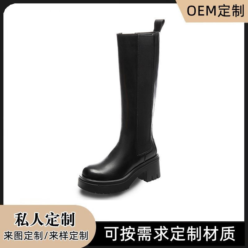 Изготовление на заказ женских сапог Мона, но сапоги до колена, кожаные сапоги-сигареты на толстой подошве, сапоги Мартин в европейском и американском стиле