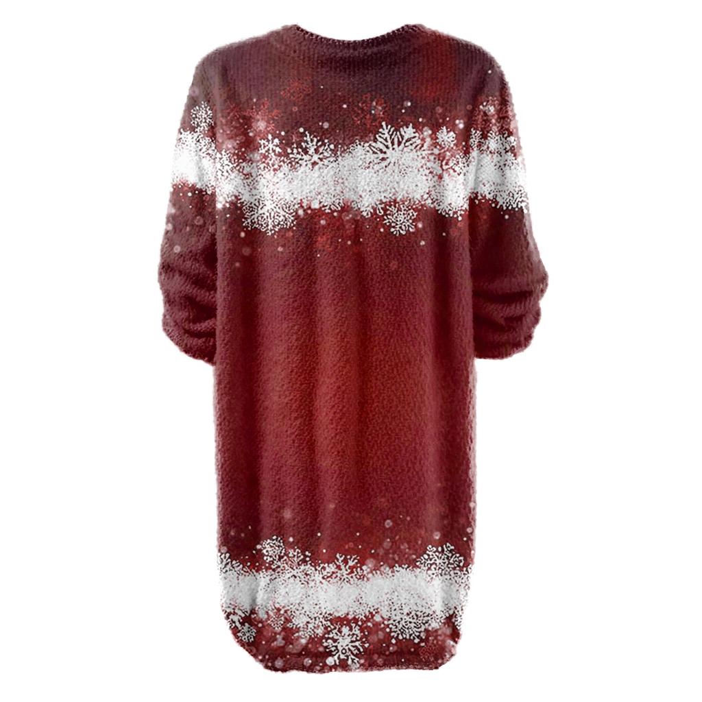 Женские повседневные плюшевые платья с круглым вырезом и длинным рукавом