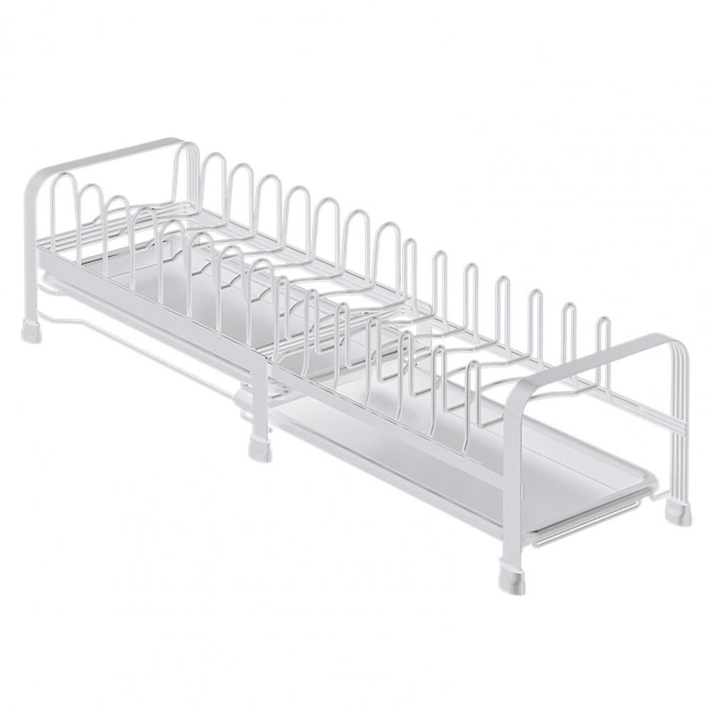 Выдвижная подставка для посуды из углеродистой стали с держателем для слива воды, органайзер для кухонных ящиков для посуды, крышек и разделочных досок.