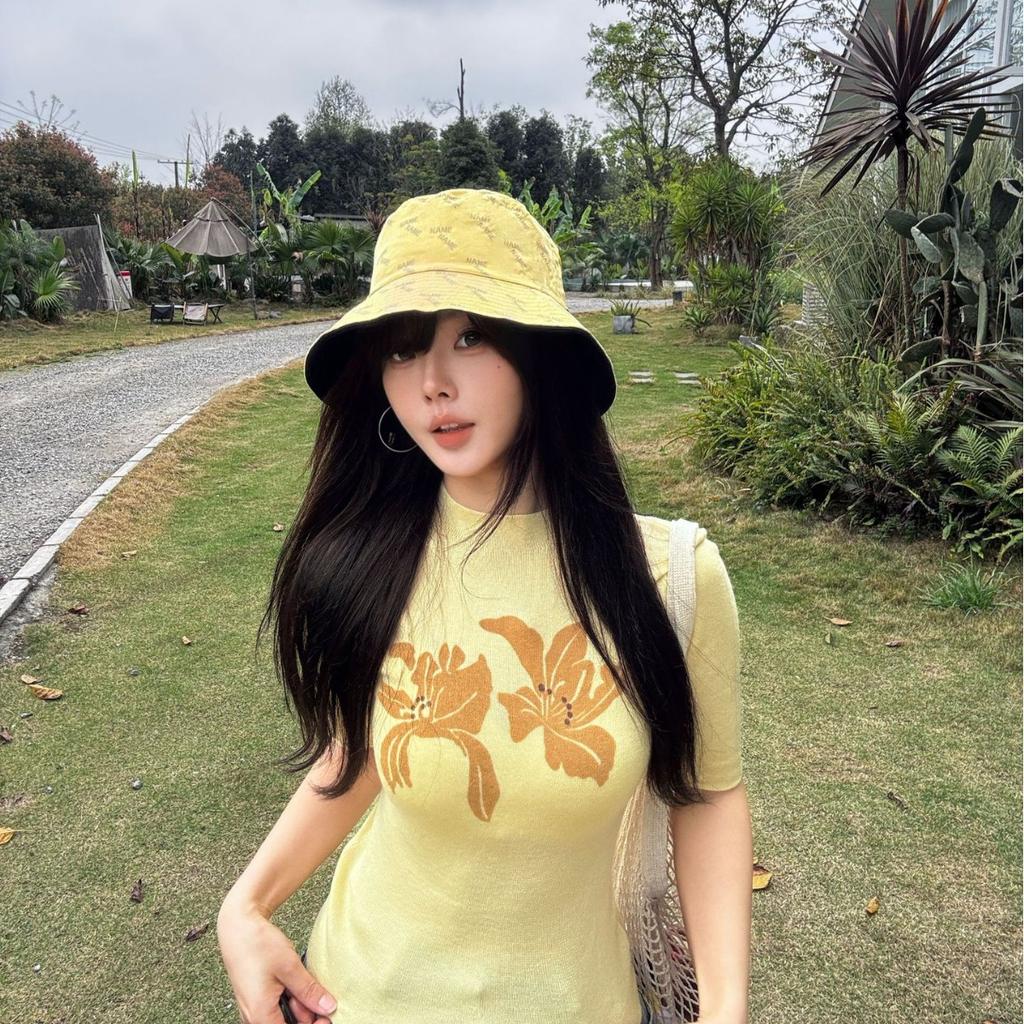 Bucket hat women's high sense summer moisture-proof sun protection sun hat spring and autumn versatile double-sided bucket hat