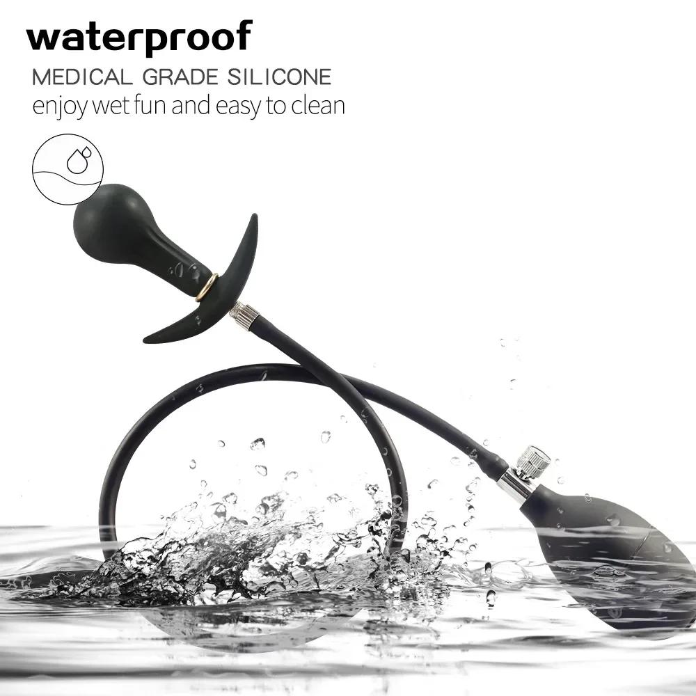 Надувная огромная анальная пробка со встроенным стальным шариком, женский вагинальный анальный дилататор, расширяемый силиконовый массажер простаты, секс-игрушки для мужчин