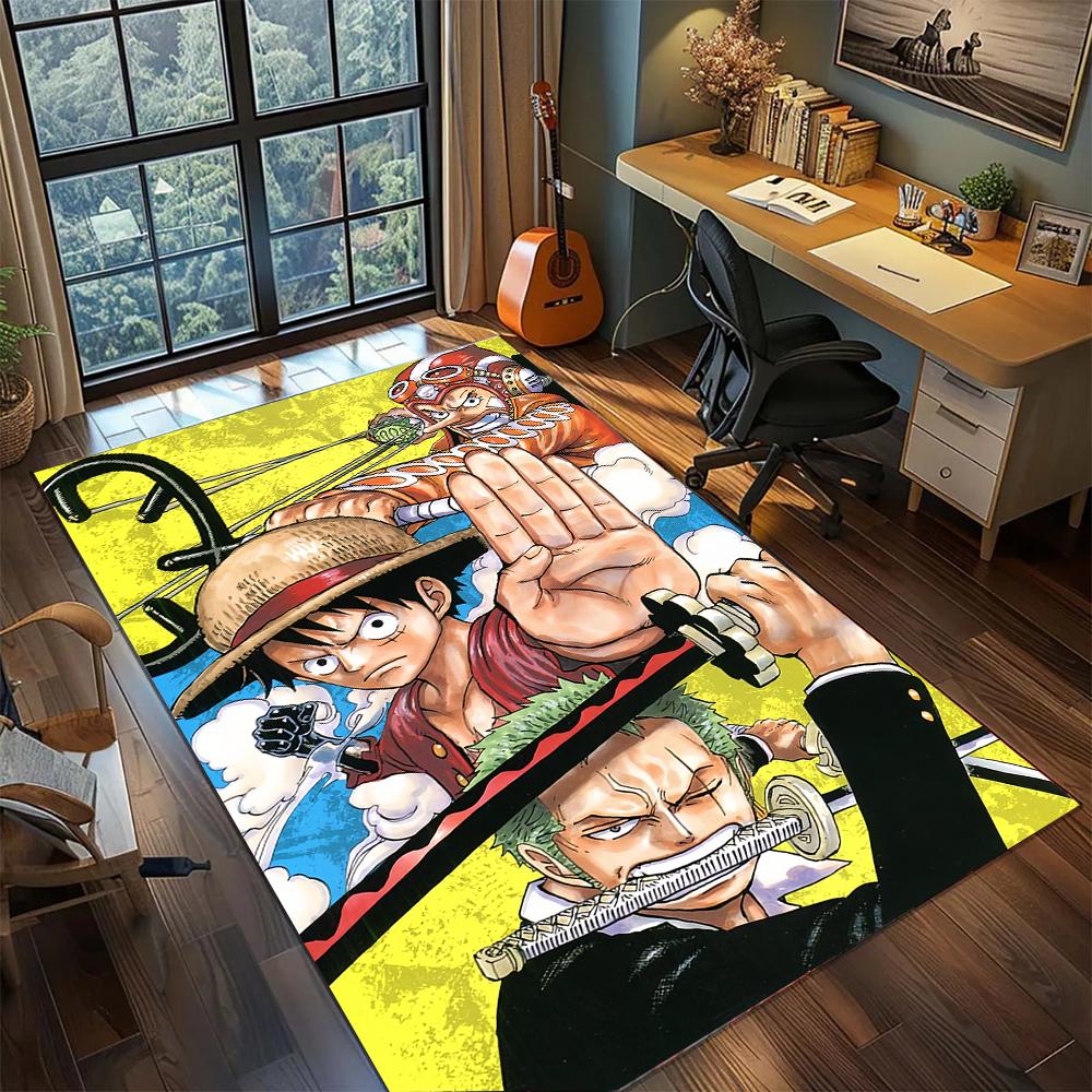 One Piece Luffy and Straw Hat Crew Rug Carpet Large Area Rug Non Slip Washable Floor Mat Gamer Room Bedroom Home Decor