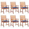 VidaXL Set of 6 Outdoor Dining Chairs with Cushions, Patio Seats, Dining Chairs, Garden Patio Furniture, 3078357
