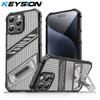 KEYSION Противоударный чехол для iPhone 15 Pro Max 15 Plus Прозрачный PC+силиконовый чехол-подставка для телефона для iPhone 15 Pro Max