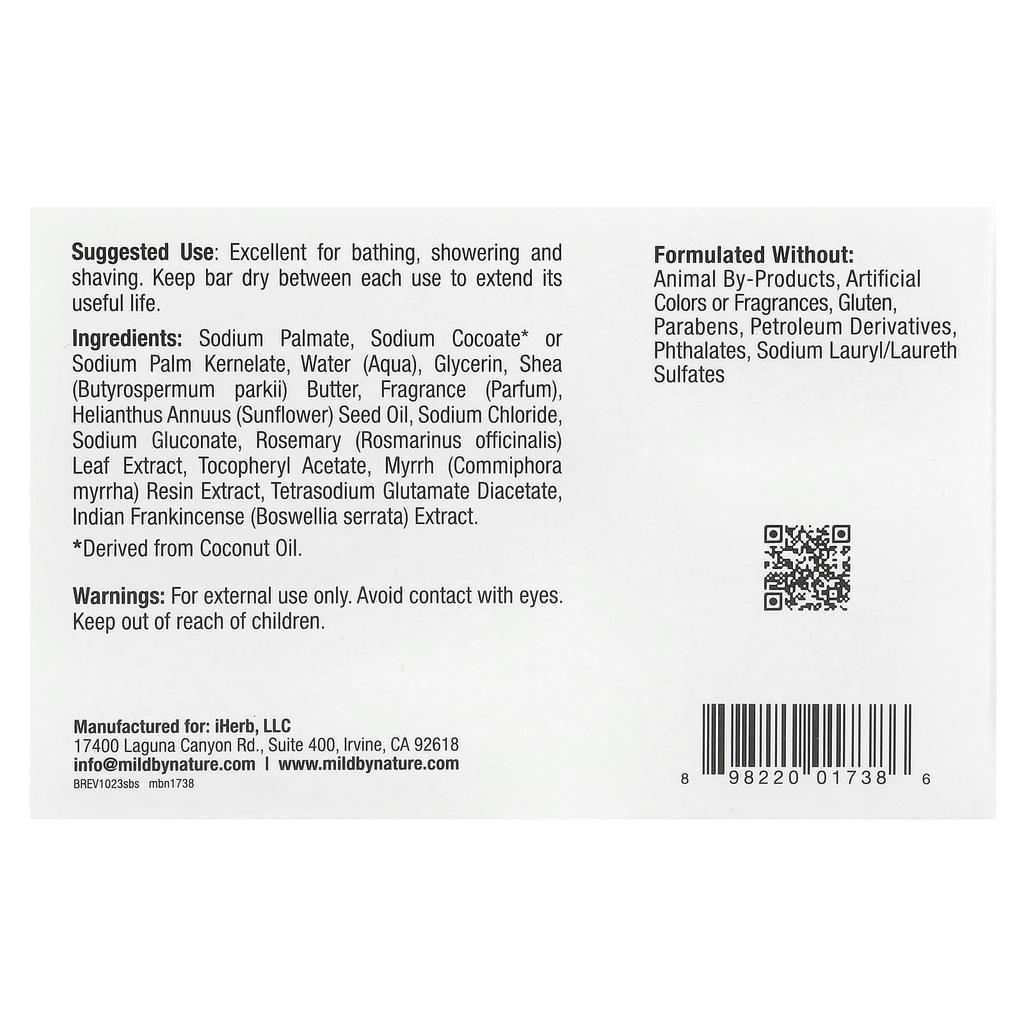 Raw Shea Butter, Soap, Vitamin E, Rosemary, Myrrh and Frankincense, 141G(5Oz)