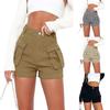 Women's High Waist Fashionable Personality Stretch Casual Denim Workwear Pocket Shorts