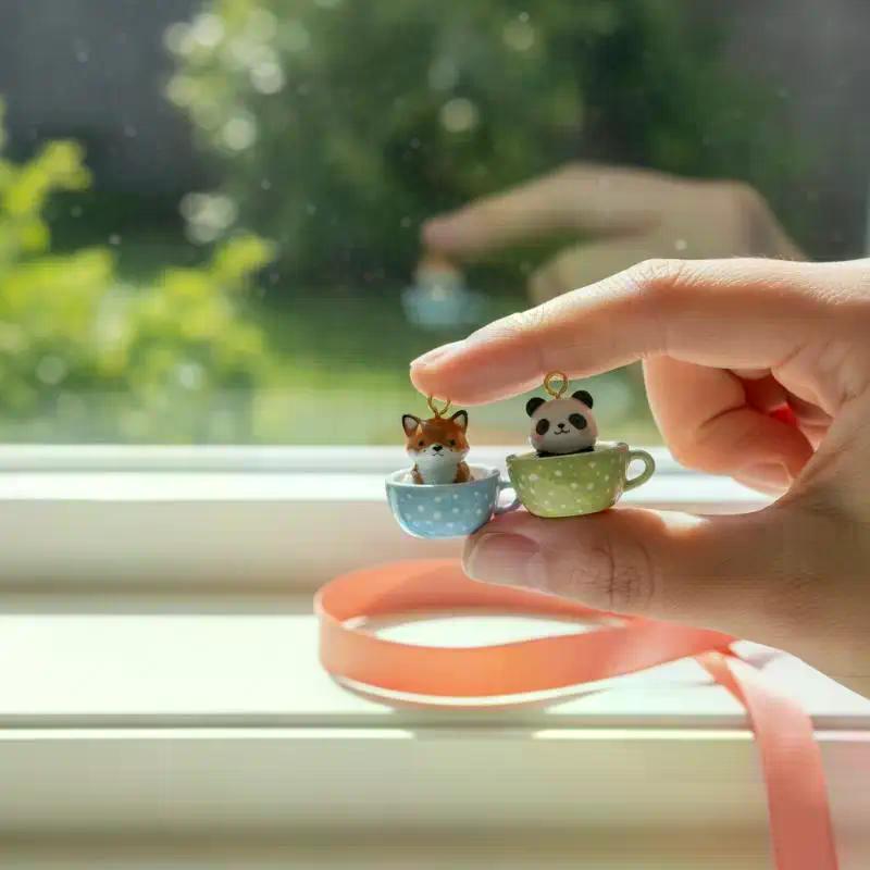 Эстетичное 3D-животное в чашке для чая Подвеска-ожерелье Милые подвески-кролик и котенок Креативный набор для DIY-украшений Подарок на день рождения для студентов