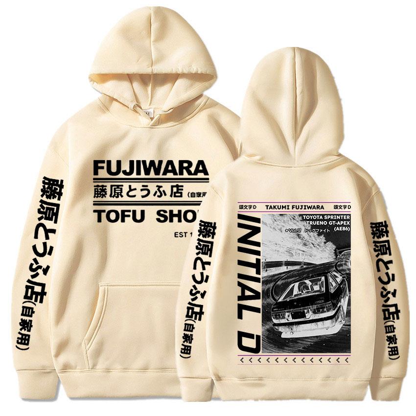 Популярная японская аниме Drift AE86 Initial D, двухсторонняя толстовка с капюшоном Takumi Fujiwara R34 Skyline GTR JDM Manga, толстовки с капюшоном, уличная одежда