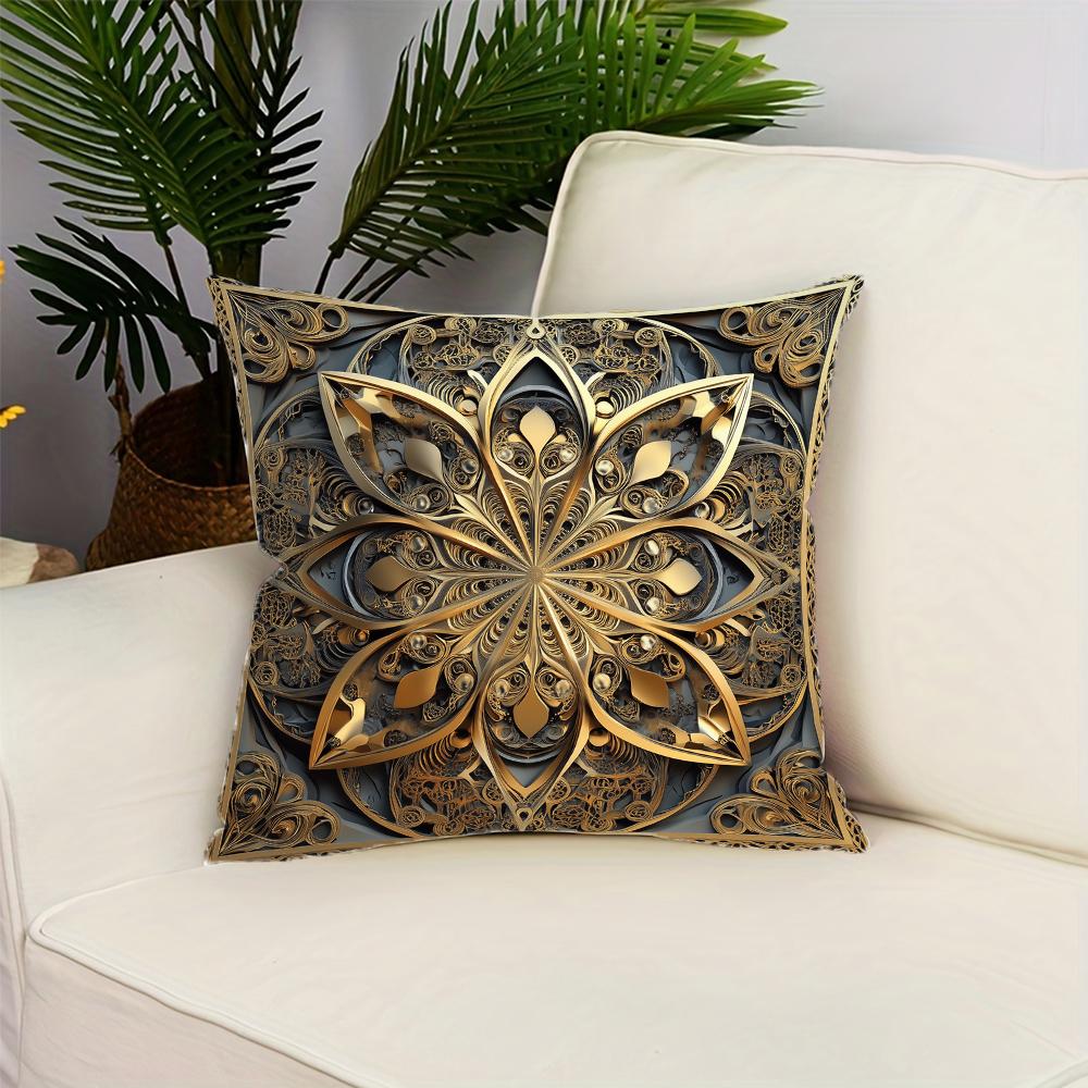 High-end Textured Retro Printed Pattern Throw Pillow Cover Polyester Cushion Cover Home Decor Pillow Cover with Zipper
