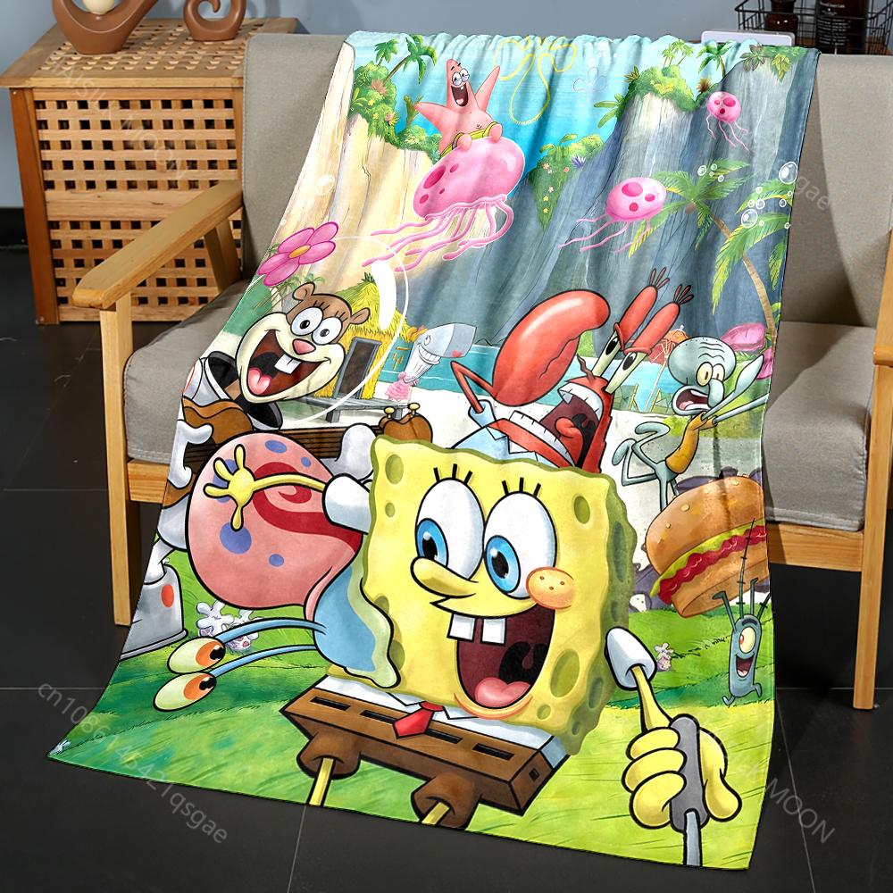 3D SpongeBob Cartoon Blanket - Ultra Soft & Cozy Gift for Mom and Daughter Present,Warm Lightweight Throw for Bed,Couch & Travel