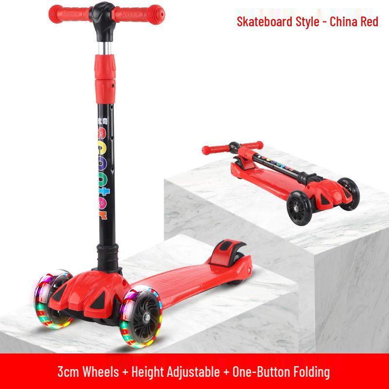 Three-in-One Foldable Children's Scooter with Flashing Pedal