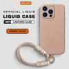 Чехол для телефона со шнурком для iPhone 16E 16 14 15 Plus 12 13 Mini 11 16 Pro X XR XS Max SE Защитный чехол из жидкого силикона с ремешком Мягкий чехол