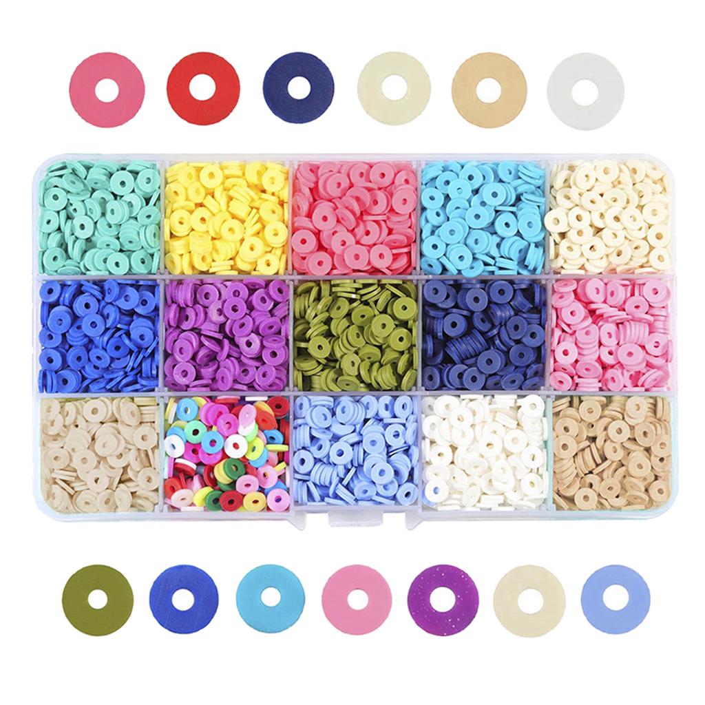 36000 шт. плоские круглые бусины-разделители из полимерной глины для изготовления ювелирных изделий, браслетов, ожерелья, сережек, фурнитура «сделай сам», ремесло с пластиковой коробкой для хранения