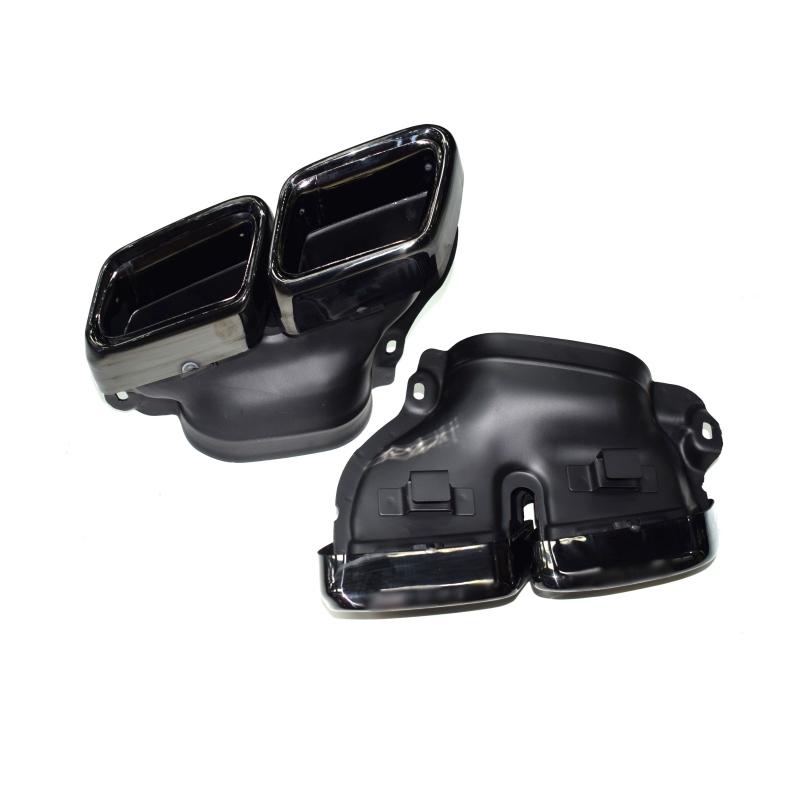 For 2014-2020 Mercedes S-Class W222 exhaust pipe upgrade AMG 63 black square mouth quad outlet muffler tip nozzle tailpipe