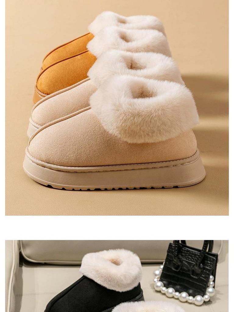 Ботинки Furry High-Top на толстой подошве из хлопка: Теплая, нескользящая обувь для дома и улицы на осень и зиму