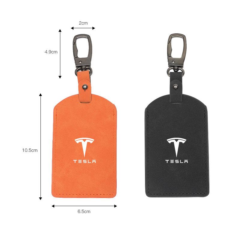 TCFJN1 1Pcs Suede Car Smart Remote Key Card Case Cover Protector Shell Holder Auto Keychain Accessories For Tesla Model 3 Model Y 2020