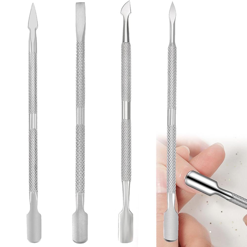 Dual-Use Stainless Steel Manicure Set: Double-Ended Dead Skin Pusher & Gel Polish Remover