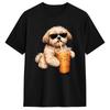 Funny Shih Tzu Drinking Iced Coffee Tshirt Summer Cotton Tshirts For Unisex Design Tshirt Short Sleeve Y2k Casual Clothing