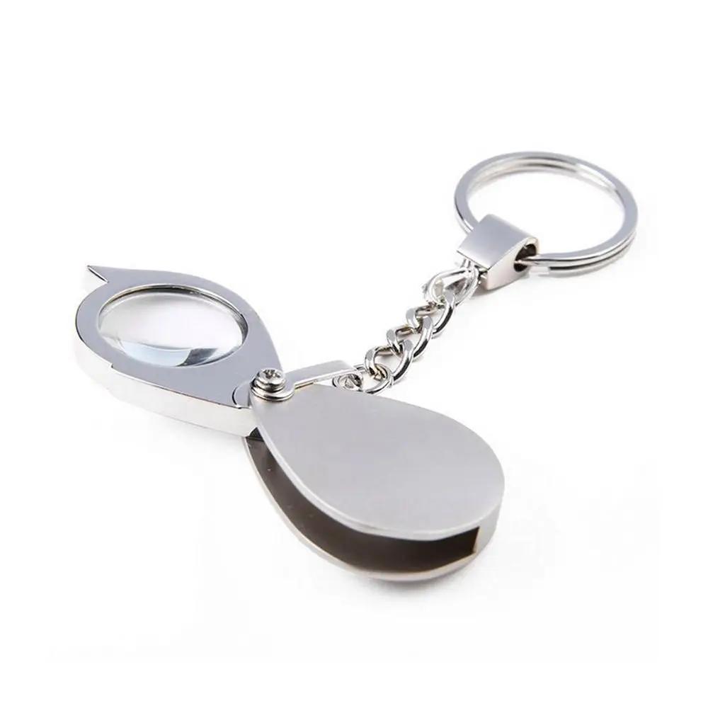 Mini Portable 10/15X Folding Key Ring Magnifier With Chain Daily Hand Magnifying Glasses Reading Jewelry Coins Using Tool Gift