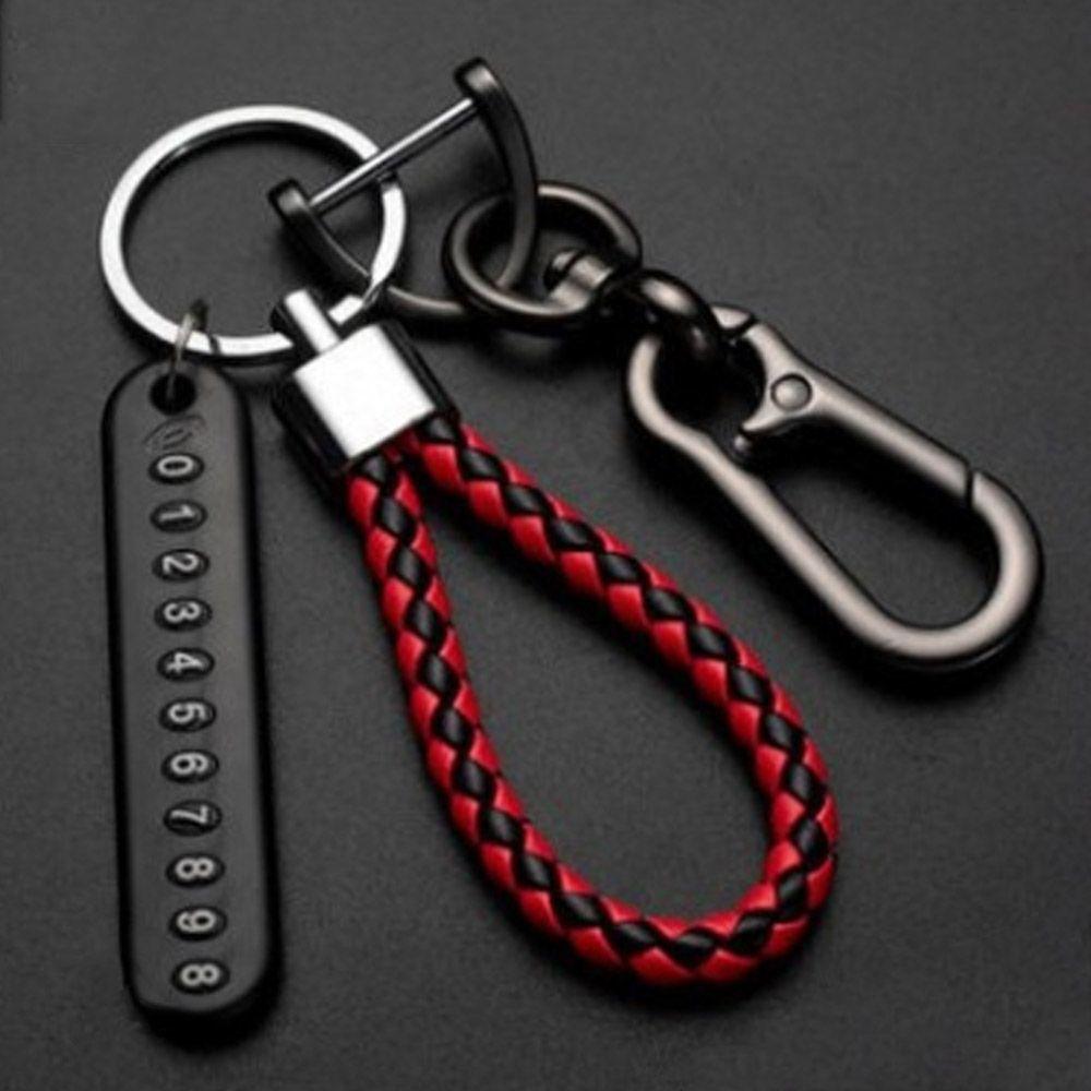 Jewelry Bag Pendant DIY Auto Leather Key Chain Anti-lost Car Keychain Phone Number Plate Keyring