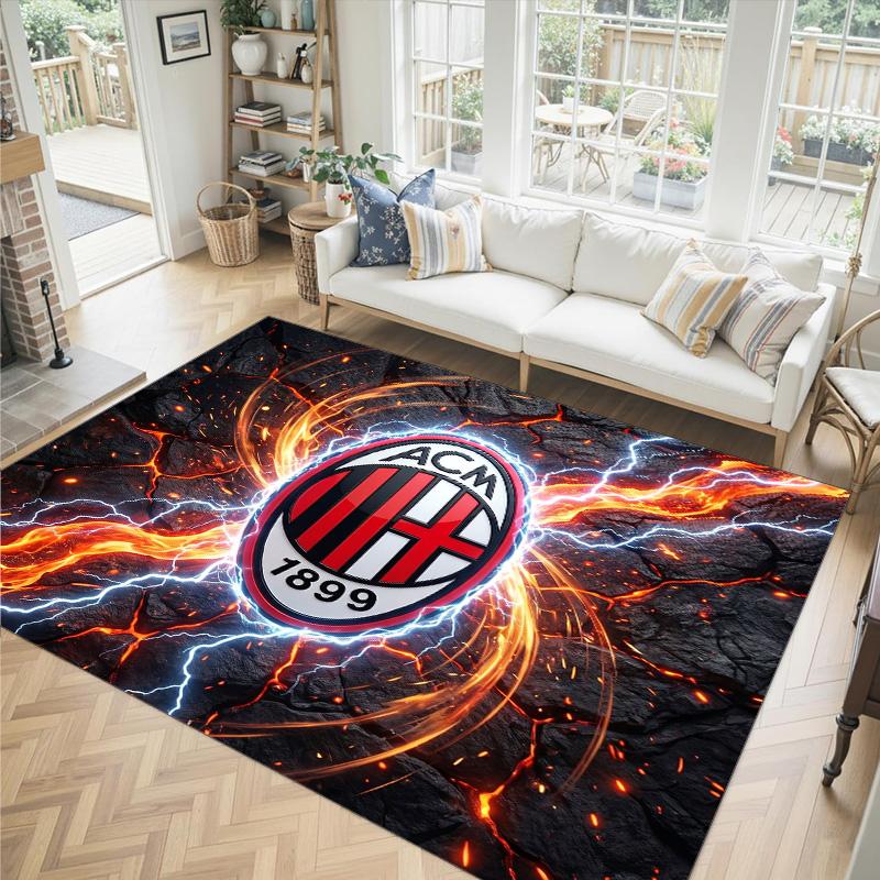 Дизайн AC Milan Кристальный Велюровый Ковер Уютный Не?Нескользящий ковер с принтом для спальни, гостиной, прихожей