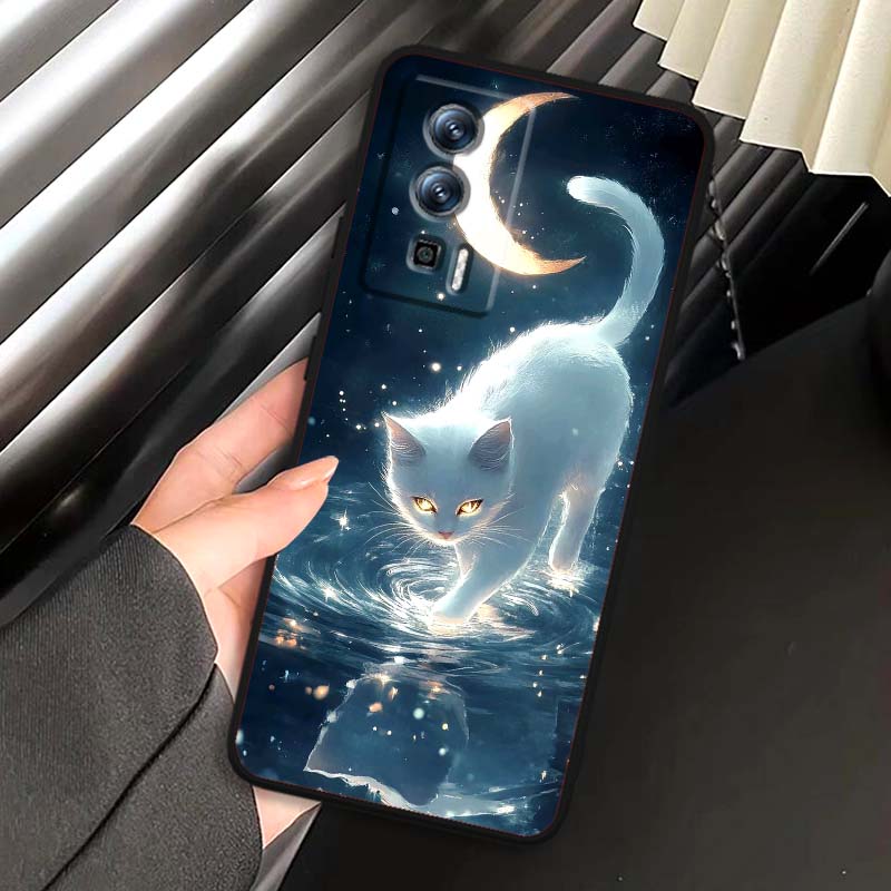 Мультяшный Милый Кот Для Xiaomi Redmi 12 13C 12C 13 10C 9T A2 9A 9C 7A Note 10S 8T 10 9 8 Pro 4G 5G Черный Чехол для Телефона