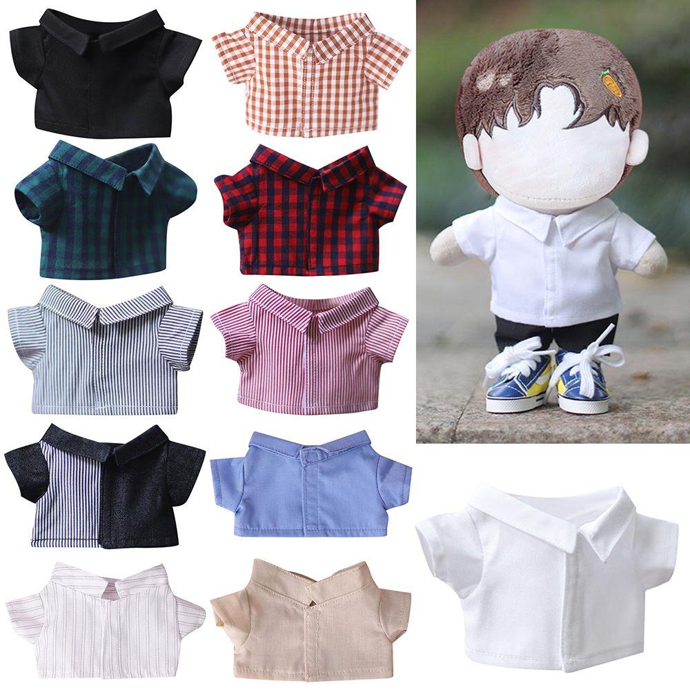 Accessories Cotton Stuffed Stripes Lattice 20CM Doll Shirt Solid Color Blouse Idol Doll Clothes