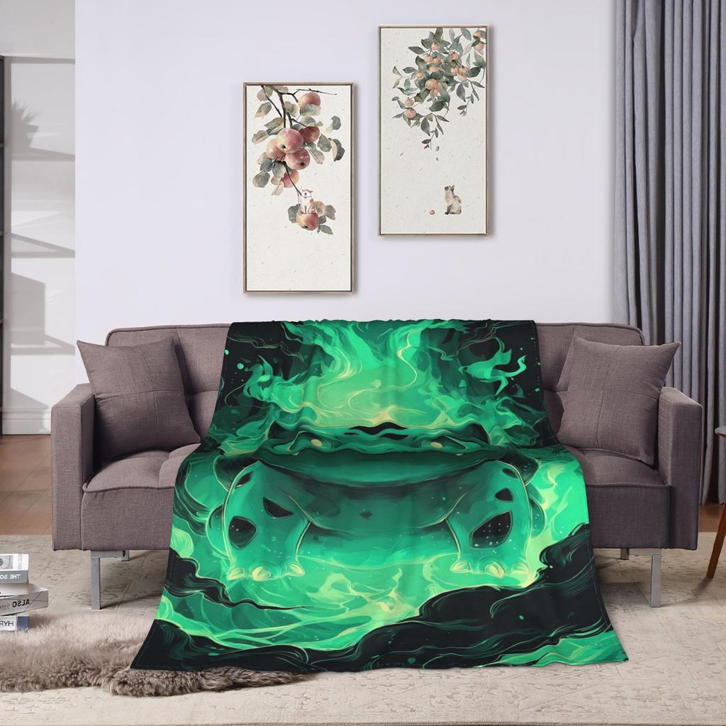 Bulbasaur Mist Cartoon Soft Warm Blanket Students Plush Throw Blanket Funny Bedroom Flannel Bedspread Sofa Bed Cover