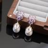 S925 Silver Zircon Pearl Teardrop Earrings - Elegant, Luxurious, Retro Design