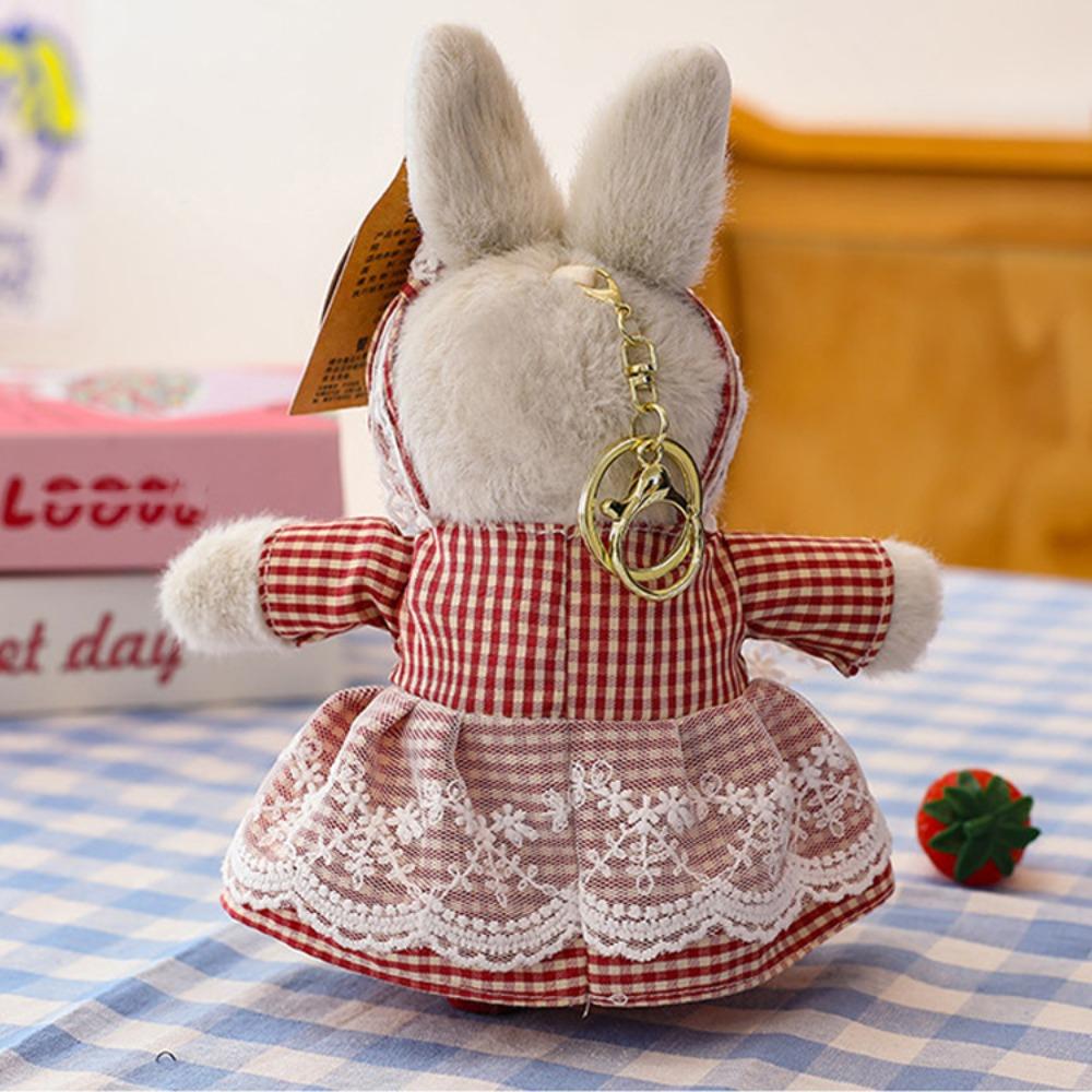 Rabbit Family Bunny Keychain with Clothes Plush Rabbit Key Ring Car Key Chain