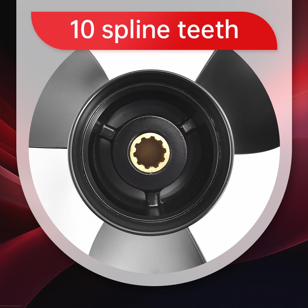 Гребной винт из алюминиевого сплава для подвесного двигателя Tohatsu Mercury Nissan — 9,9 x 13 дюймов, 3 лопасти, 10 шлицев — подходит для лодочных моторов мощностью 25–30 л.с.