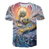 Летняя мужская футболка, свободный крутой повседневный пуловер с короткими рукавами и драконом, модная детская футболка с 3d принтом, уличная одежда, топ большого размера