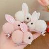 Adorable 3D Rabbit Plush Hairpin for Girls - Gentle On Hair, Perfect for Autumn & Winter Bangs