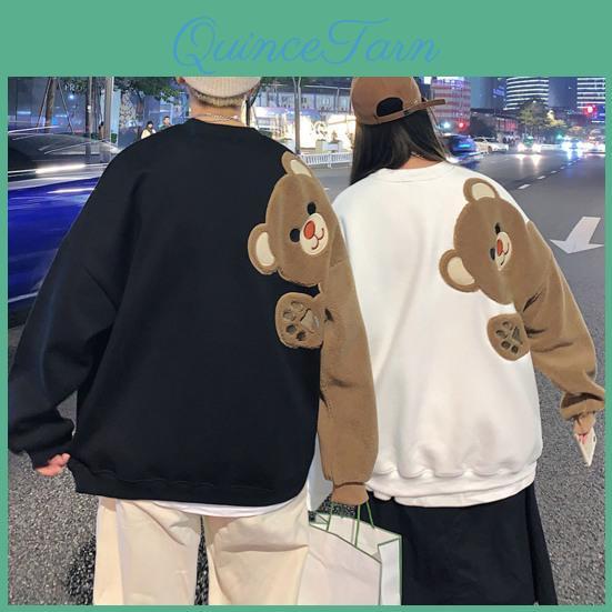 Bear Sweatshirt Couple Cartoon Round Casual Loose Collar Long Sleeves Oversized Soft Warm Men Women Sport Top