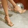 Женские босоножки на kitten heel с квадратным открытым носком, на ремешках, с ремешком на щиколотке, туфли на высоком каблуке, женские босоножки на kitten heel с ремешками, шлепанцы, сандалии на низком каблуке