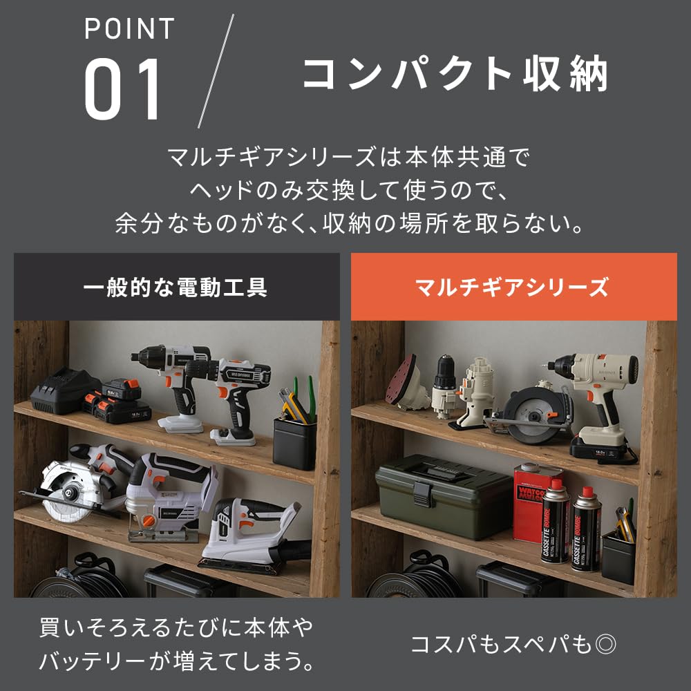 Iris Ohyama Multi-Gear Rechargeable Drill Driver Set, 18V, JM18DRS, Sand Beige