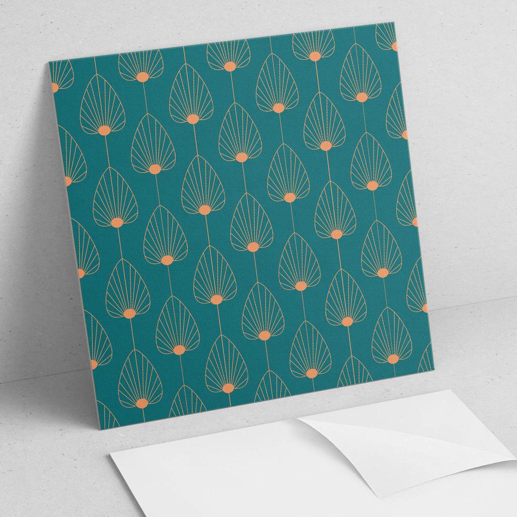 Samoprzylepne Winylowe Kafelki Z Nadrukiem Dekoracyjnym Wzór Liści Z Okręgami 20X20X20 Cm