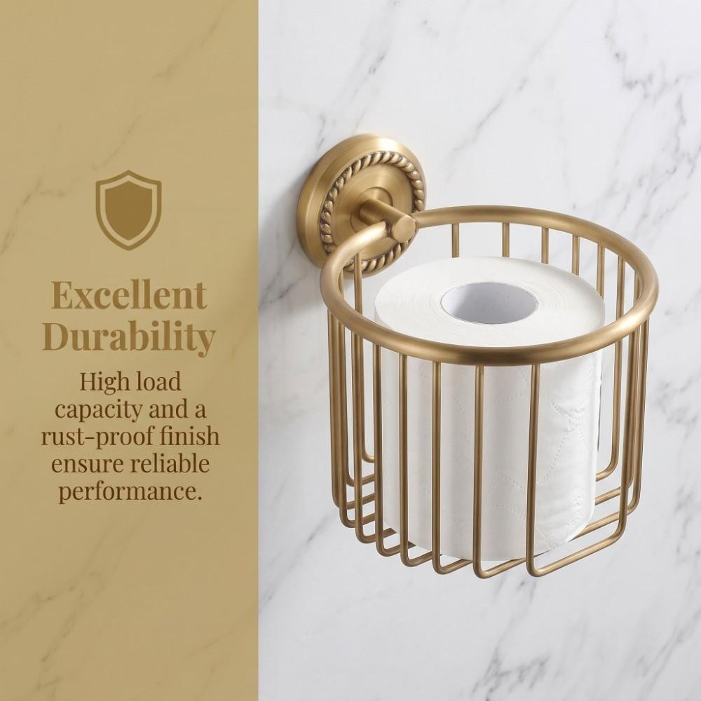 Copper Toilet Paper Rack Hollow Out Tissue Roll Basket Tissue Dispenser  Home Apartment Dorm