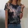 Женская мода Sky Print модная универсальная облегающая футболка с коротким рукавом