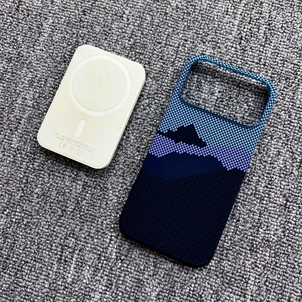 Ультратонкий прочный магнитный чехол из углеродного волокна для For Iphone 17 Air 16 15 14 13 12 Pro Max Plus Безрамочный тонкий для Magsafe ПК-чехол