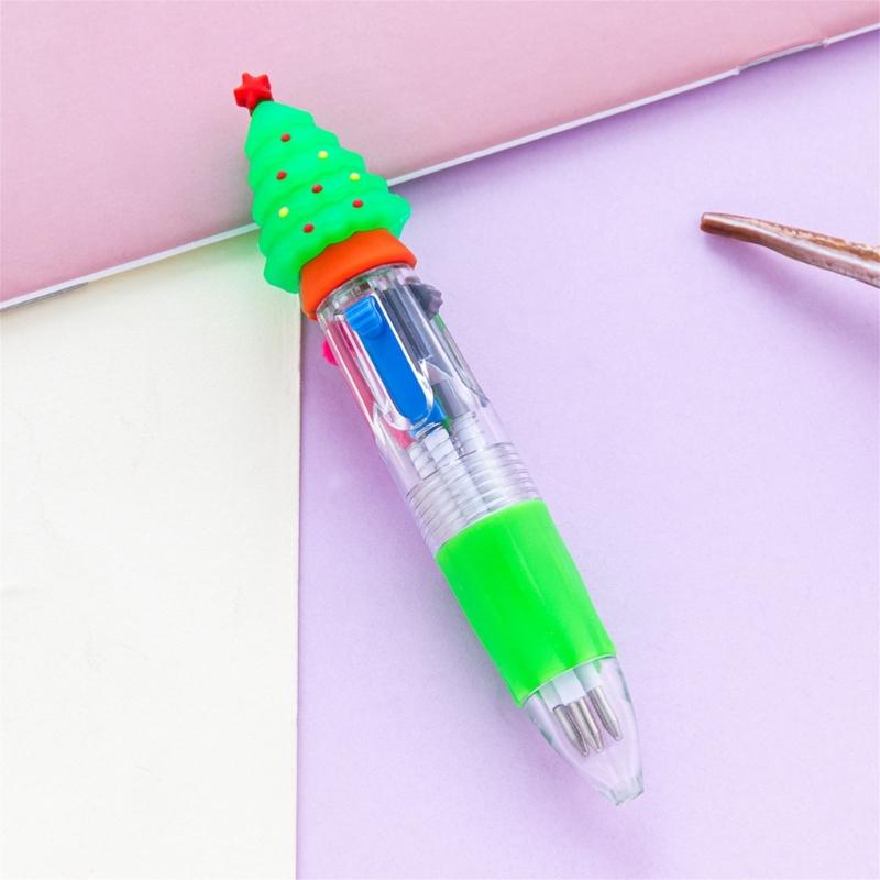5PCS Festive Christmas Theme Ballpoint Pen Multicolor Pens With Ergonomic Grip Portable Writing Tools For Students