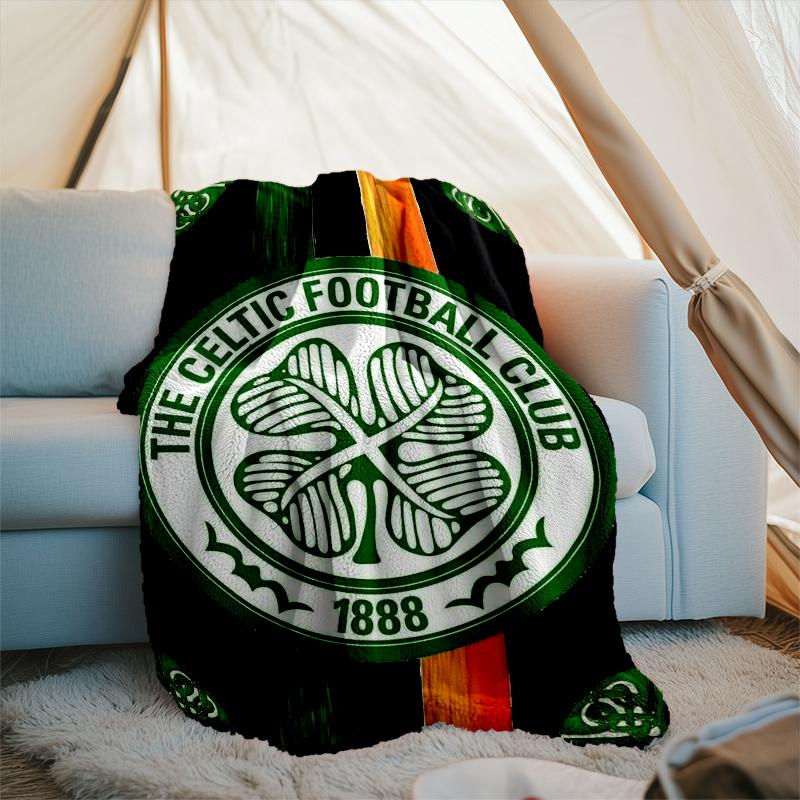 1PC Celtic Football Club Crest Printed Soft Flannel Blanket Throw for Adult Bedroom Living Room Sofa Camping Travel Fan gifts Christmas Gifts