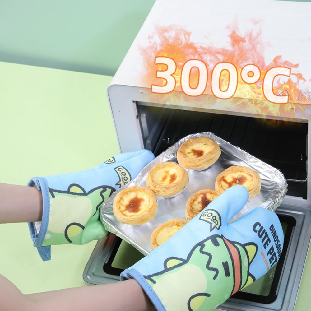 2PCS Cotton Lining Oven Mitt Cartoon Printed Kitchen Cooking Glove Durable Baking Glove Kitchen