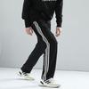 Adidas Three Stripe Color Block Logo Stand Collar Jacket And Straight Leg Pants Casual Sports Suit Men Suit Black White TR30JR-BW+TR30PR-BW