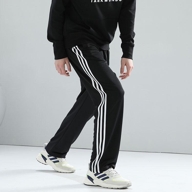 Adidas Three Stripe Color Block Logo Stand Collar Jacket And Straight Leg Pants Casual Sports Suit Men Suit Black White TR30JR-BW+TR30PR-BW