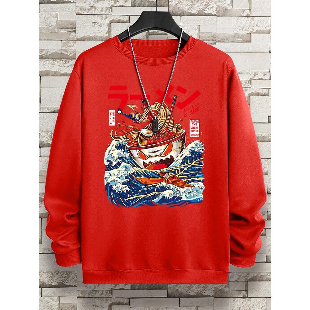 Harajuku Comics Sea Sushi Noodles Hoody Men Oversize Fashion Casual Fleece Pullover Clothing